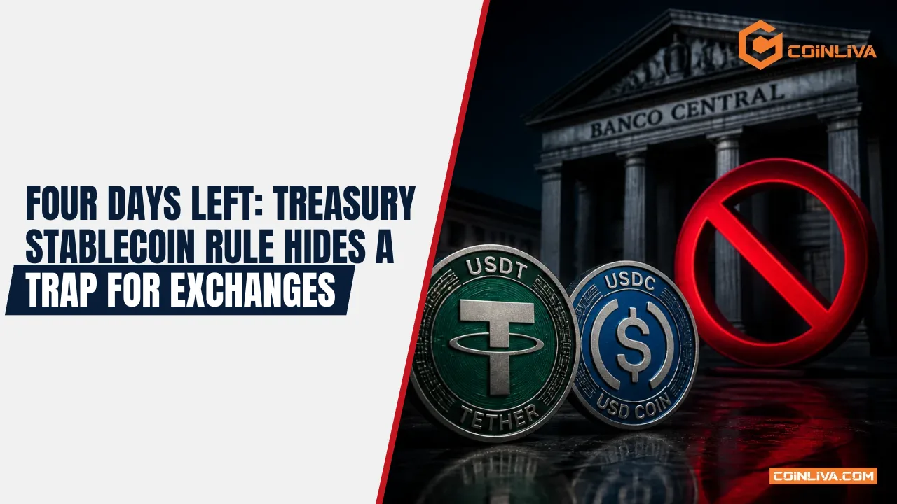 Four Days Left: Treasury Stablecoin Rule Hides a Trap for Exchanges