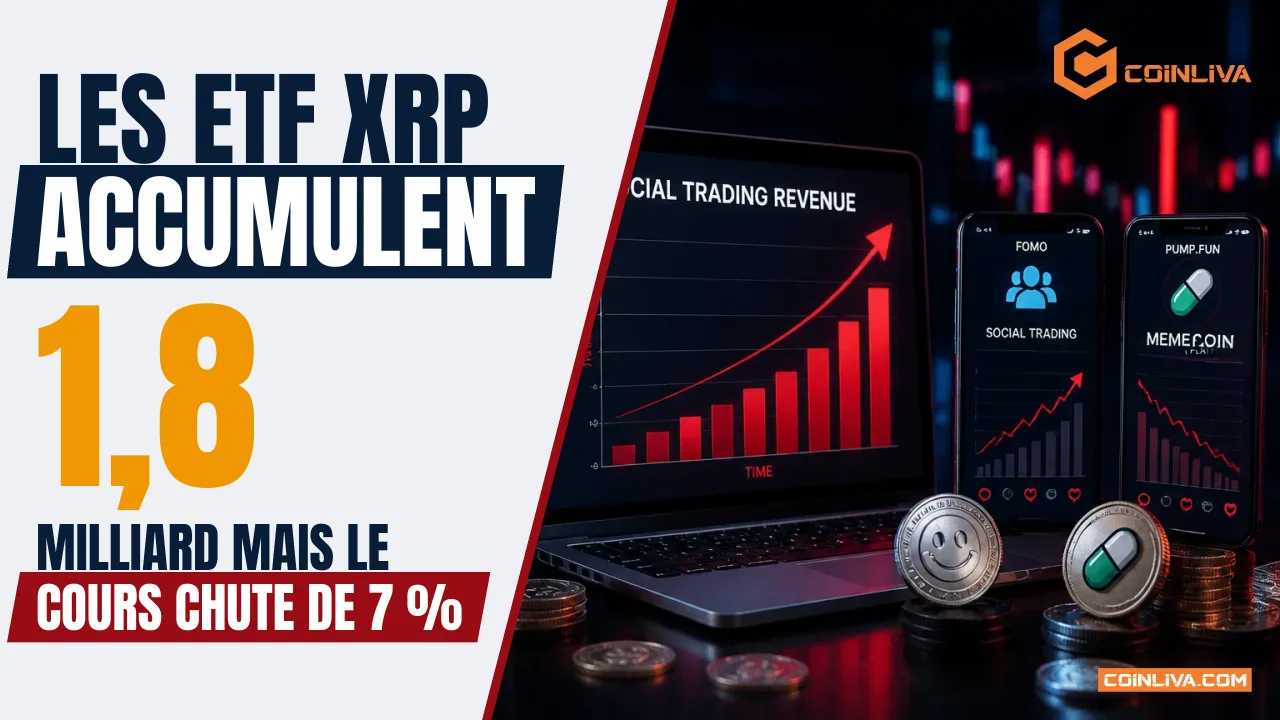 Les ETF XRP accumulent 1,8 milliard mais le cours chute de 7 %