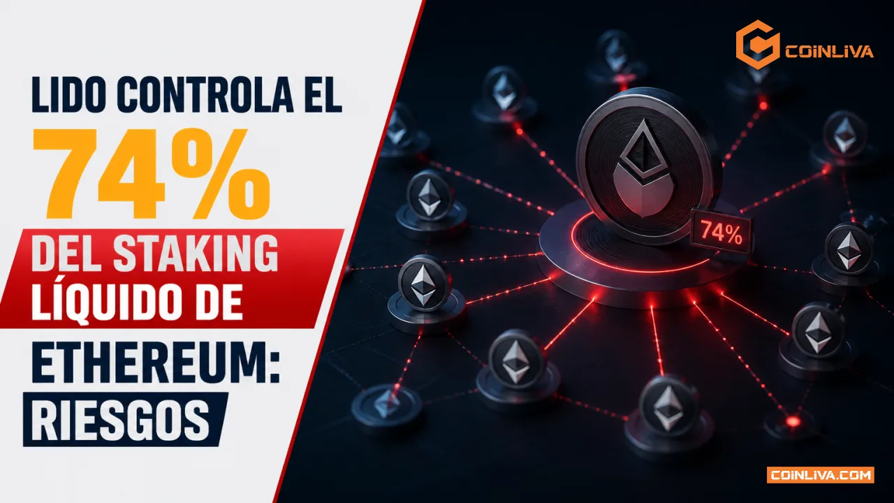 Lido controla el 74% del staking líquido de Ethereum: riesgos