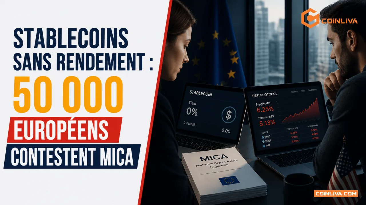 Stablecoins sans rendement : 50 000 Européens contestent MiCA